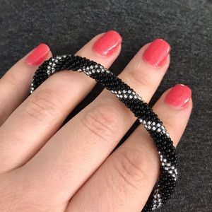 Sashka Co Glass Beaded Roll-On Bracelet Black